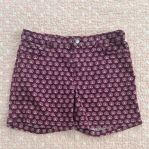 Printed Maroon Cotton-Blend Women's Jean Shorts